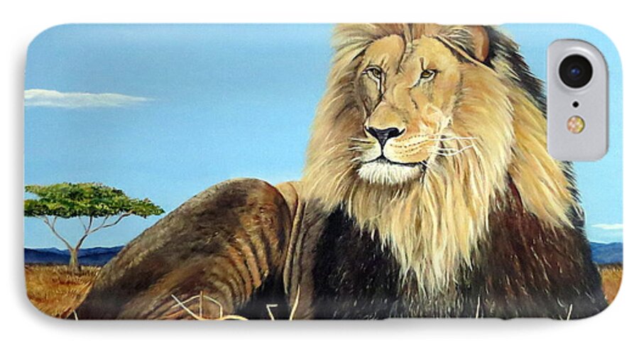 Africa iPhone 7 Case featuring the painting Lions Pride by Marilyn McNish