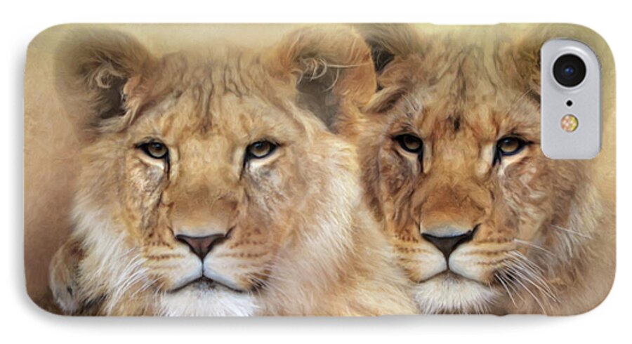 Lion iPhone 7 Case featuring the digital art Little Lions by Trudi Simmonds