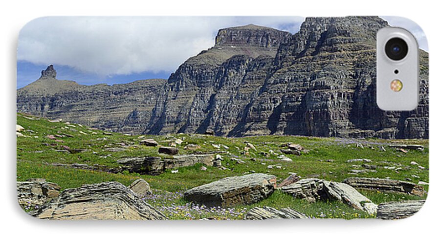 Glacier iPhone 7 Case featuring the photograph Logan Pass Meadow and Mountains in Glacier National Park by Bruce Gourley