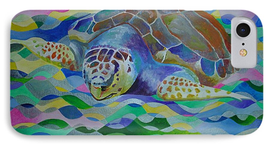 World Turtle Day iPhone 7 Case featuring the painting Loggerhead Turtle by Taiche Acrylic Art