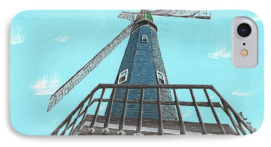 Windmill iPhone 7 Case featuring the painting Looking Up At A Windmill by Paul Fields
