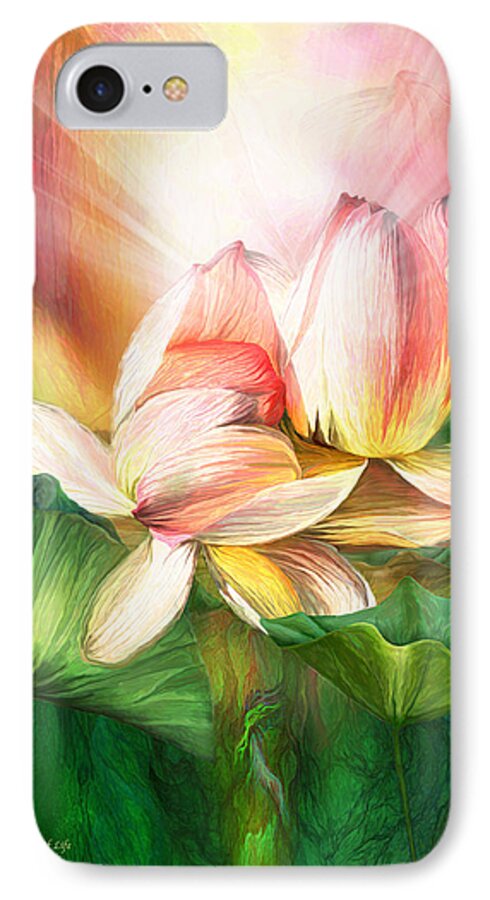 Lotus iPhone 7 Case featuring the mixed media Lotus - Spirit Of Life by Carol Cavalaris