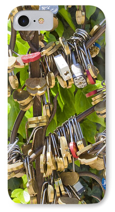 Love iPhone 7 Case featuring the photograph Love Locks Square by Chris Dutton