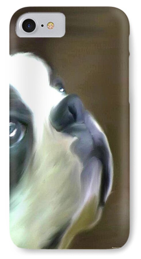 Boston Terrier iPhone 7 Case featuring the painting Love of a Boston by Maria Urso