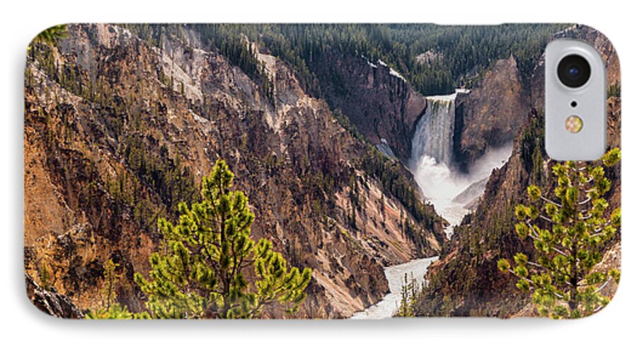 Lower Yellowstone Canyon Falls Waterfall Landscape Yellowstone National Park Wyoming iPhone 7 Case featuring the photograph Lower Yellowstone Canyon Falls 5 - Yellowstone National Park Wyoming by Brian Harig