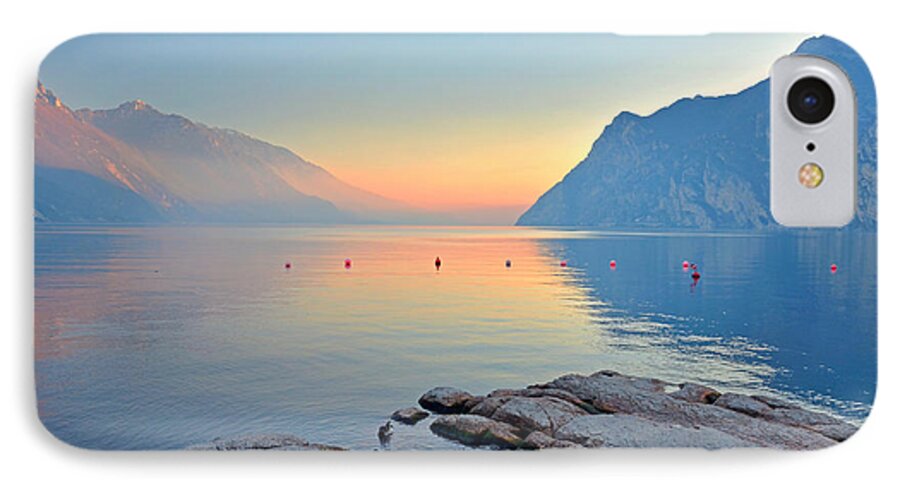 Lake Garda iPhone 7 Case featuring the photograph Luce della sera sul Lago di Garda by Martina Fagan