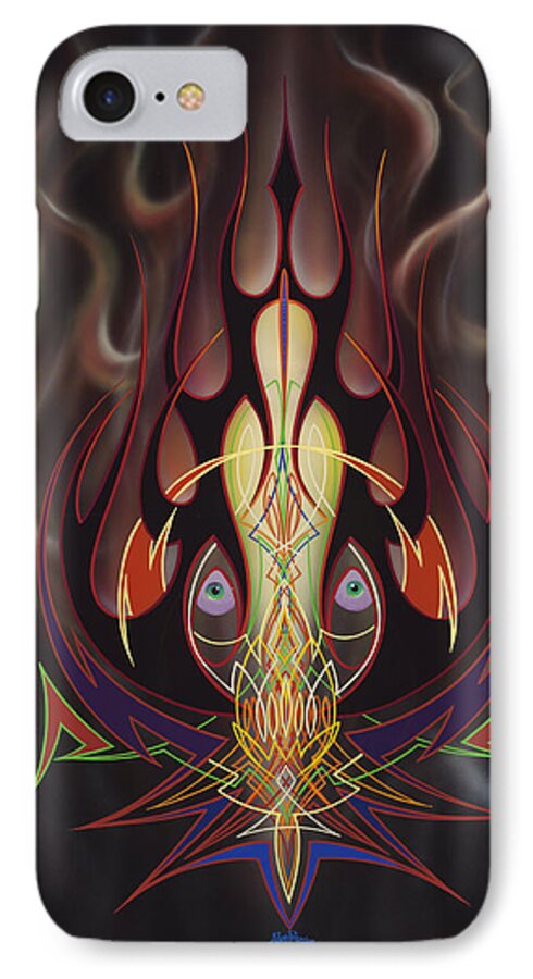 Flames iPhone 7 Case featuring the painting Lust by Alan Johnson