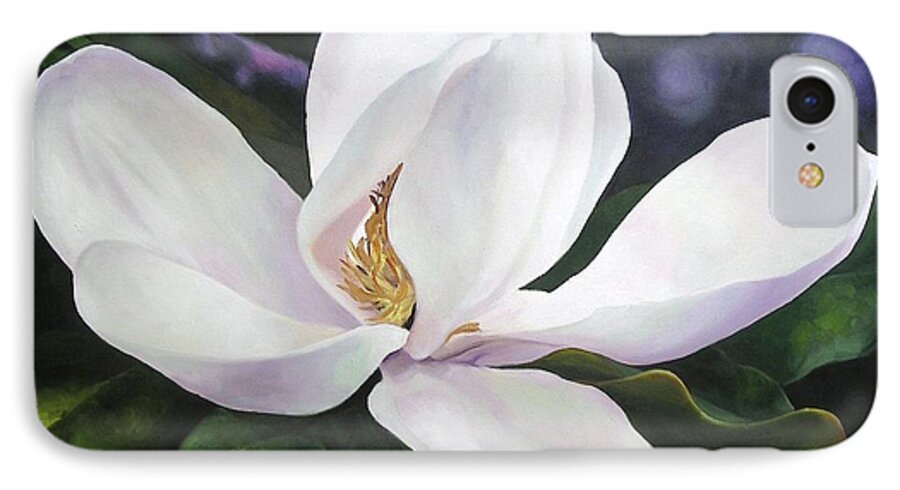 Flower iPhone 7 Case featuring the painting Magnolia Flower by Chris Hobel