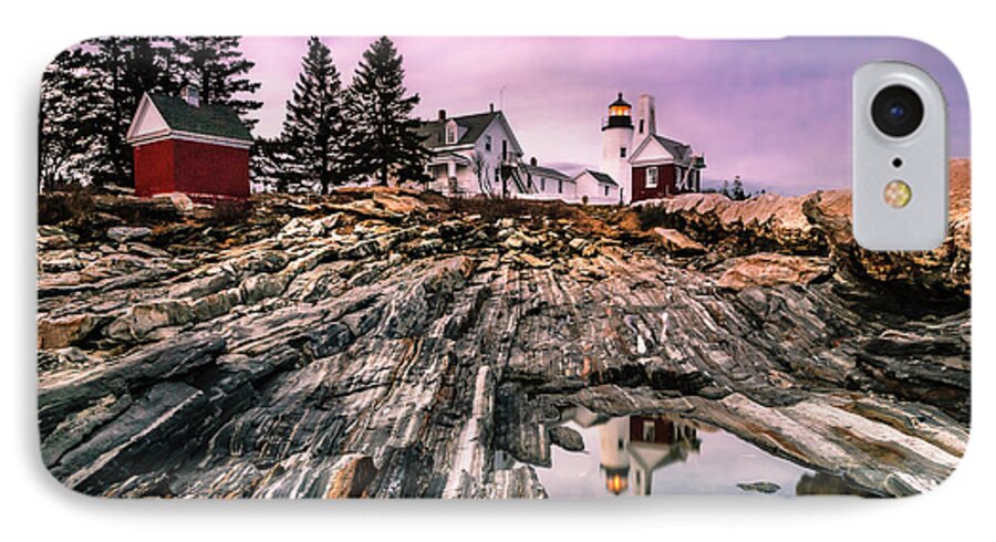 Maine iPhone 7 Case featuring the photograph Maine Pemaquid Lighthouse Reflection in Summer by Ranjay Mitra