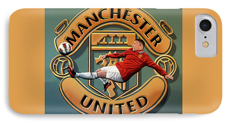 Wayne Rooney iPhone 7 Case featuring the painting Manchester United Painting by Paul Meijering