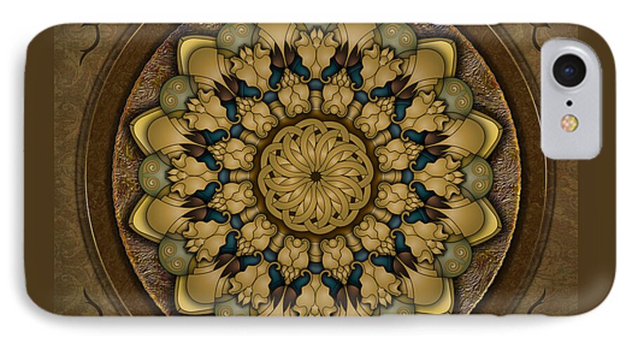 Mandala iPhone 7 Case featuring the digital art Mandala Earth Shell by Peter Awax