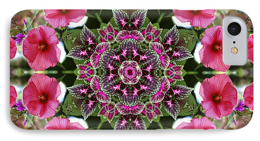 Mandala iPhone 7 Case featuring the digital art Mandala Pink Patron by Nancy Griswold