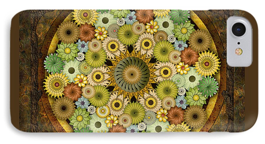 Mandala iPhone 7 Case featuring the digital art Mandala Stone Flowers by Peter Awax
