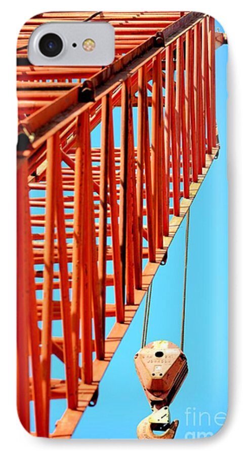 Manitowoc Red Boom Blockand Hook iPhone 7 Case featuring the photograph Manitowoc Red Boom Block and Hook by Maria Urso