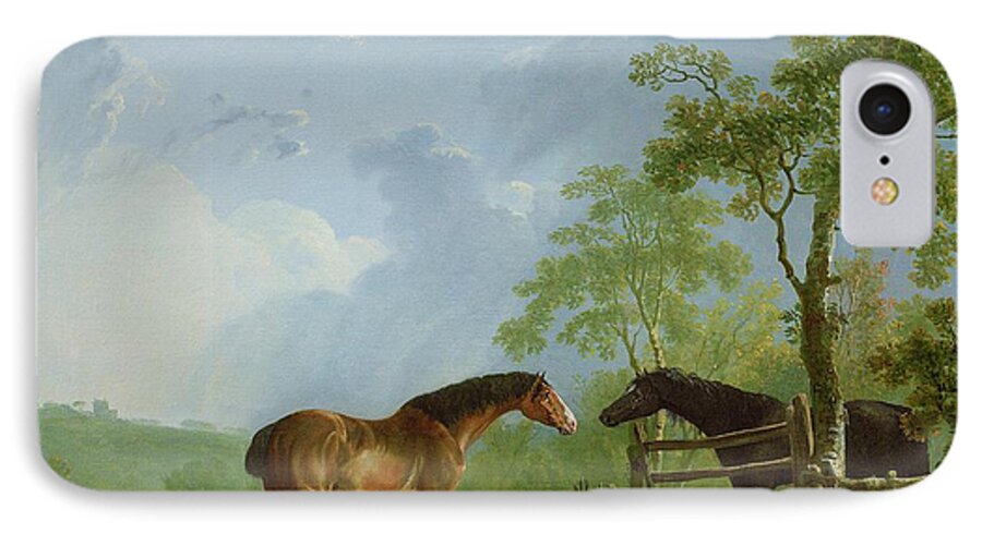 Mare iPhone 7 Case featuring the painting Mare and Stallion in a Landscape by Sawrey Gilpin