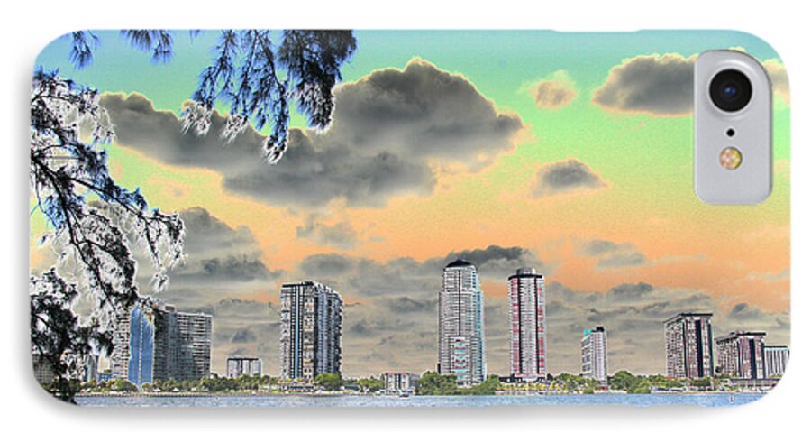 Miami iPhone 7 Case featuring the photograph Miami Skyline Abstract by Christiane Schulze Art And Photography