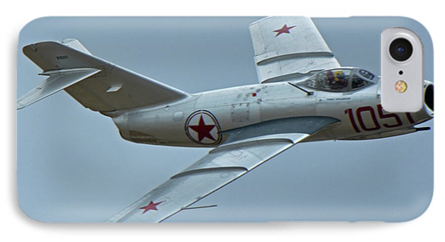 Airplane iPhone 7 Case featuring the photograph Mikoyan-Gurevich MiG-15 NX87CN Chino California April 30 2016 by Brian Lockett