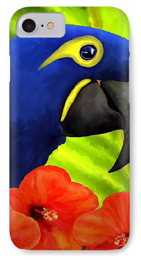 Hyacinth Macaw iPhone 7 Case featuring the painting MiMi by David Wagner