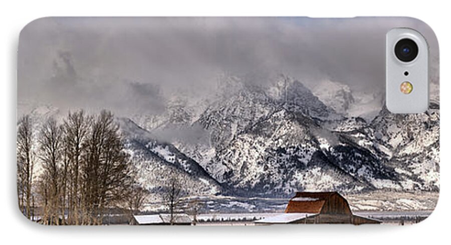 Mormon Row iPhone 7 Case featuring the photograph Mormon Row Winter Panorama by Adam Jewell