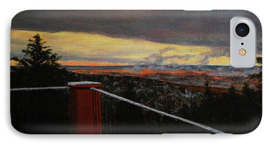 Rockies iPhone 7 Case featuring the painting Morning Dusting Above Boulder by William Frew