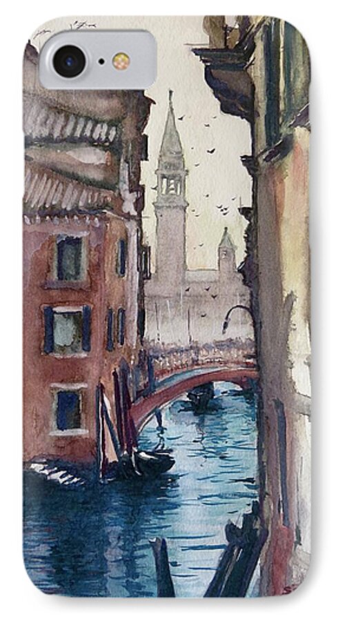 Painting iPhone 7 Case featuring the painting Morning In Venice by Geni Gorani