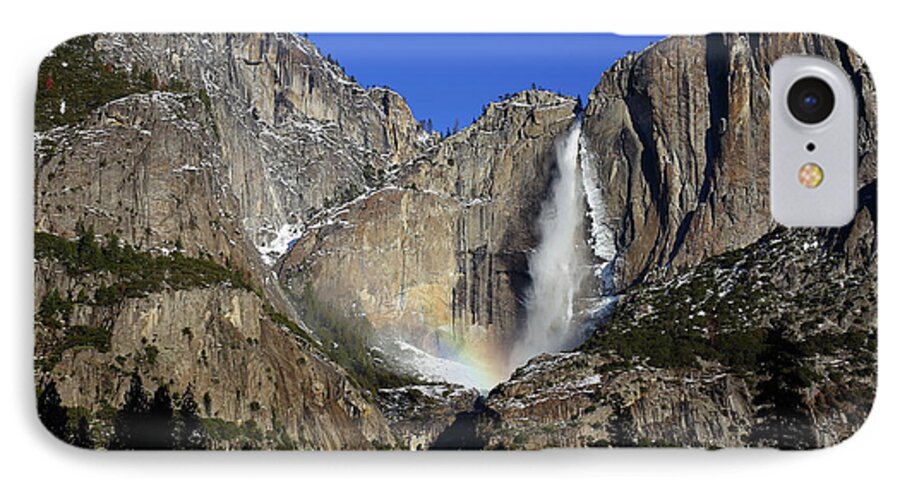 Upper iPhone 7 Case featuring the photograph Morning light on Upper Yosemite Falls in Winter by Jetson Nguyen