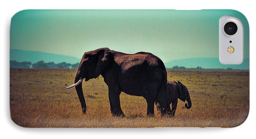 Elephant iPhone 7 Case featuring the photograph Mother and Child by Karen Lewis
