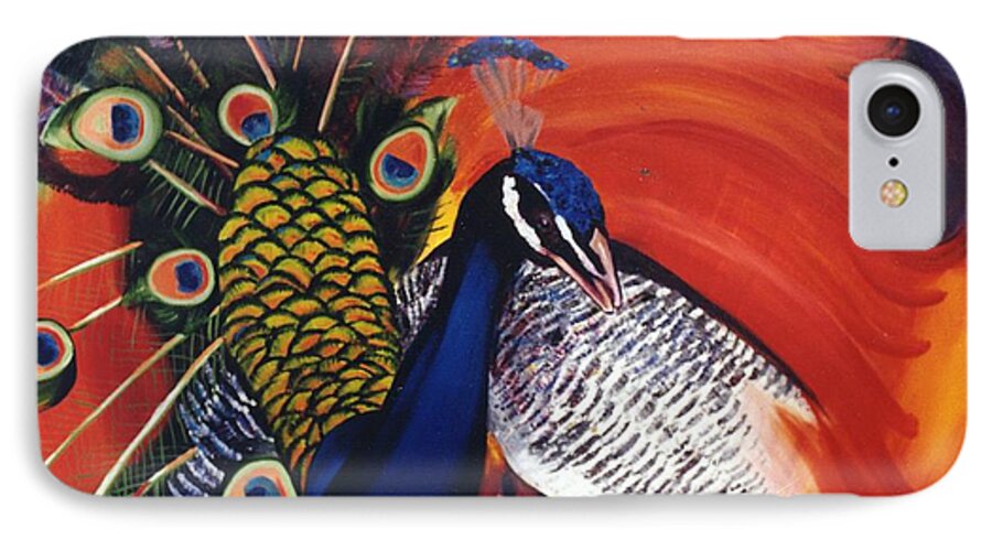 Birds iPhone 7 Case featuring the painting Mr Peacock by Lisa Boyd