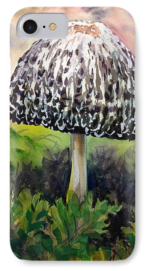 Studio Watercolor In Winsor Newton Watercolor On Arches iPhone 7 Case featuring the painting Mushroom by Lynne Haines