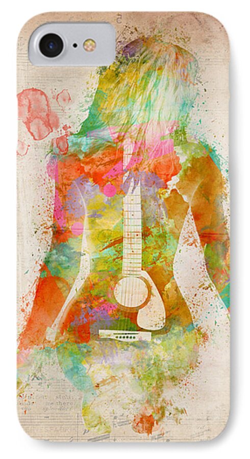 Guitar iPhone 7 Case featuring the digital art Music Was My First Love by Nikki Marie Smith