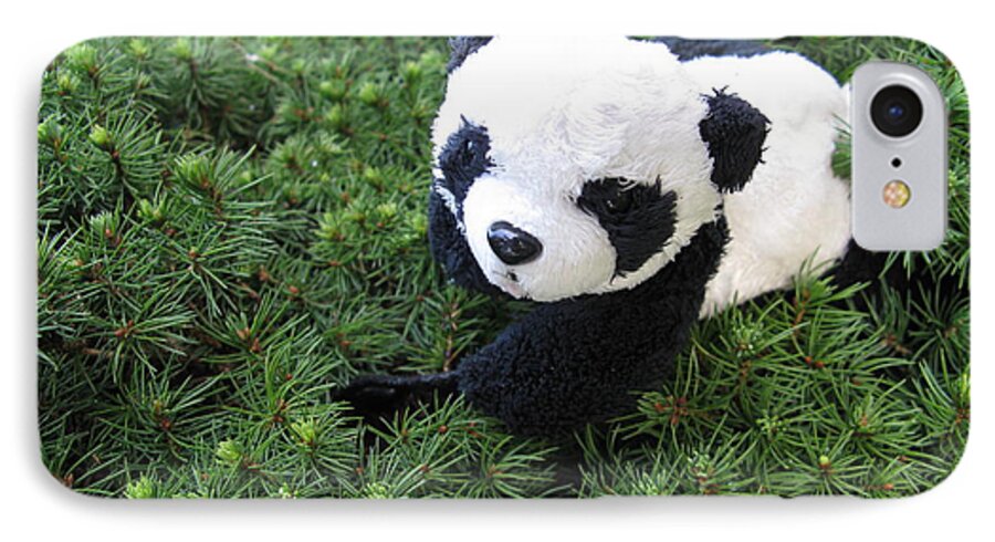Baby Panda iPhone 7 Case featuring the photograph My soft green bed by Ausra Huntington nee Paulauskaite