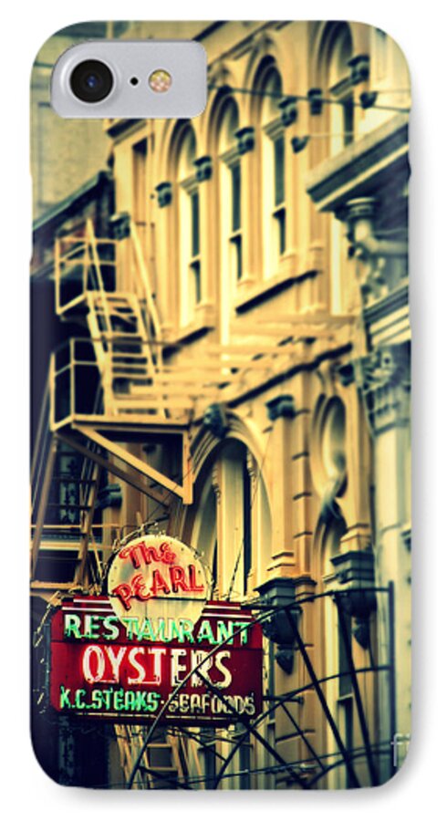 New Orleans iPhone 7 Case featuring the photograph Neon Oysters Sign by Perry Webster
