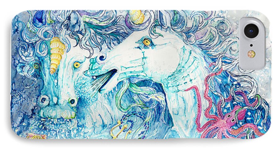 Horse iPhone 7 Case featuring the painting Neptune's Horses by Melinda Dare Benfield