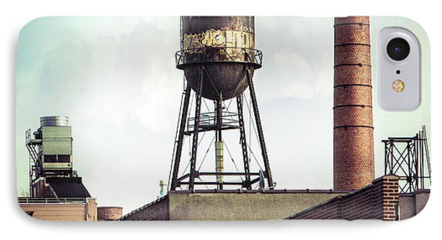 Water Towers iPhone 7 Case featuring the photograph New York Water Towers 19 - Urban Industrial Art Photography by Gary Heller