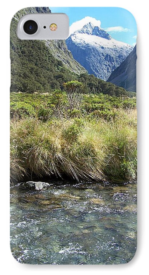 Blue iPhone 7 Case featuring the photograph New Zealand landscape 2 by Constance Drescher