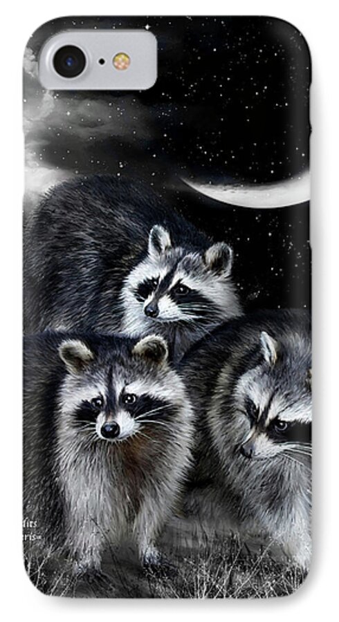 Raccoon iPhone 7 Case featuring the mixed media Night Bandits by Carol Cavalaris