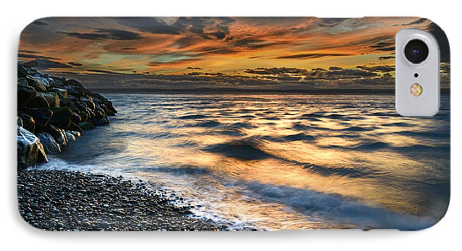 Sun iPhone 7 Case featuring the photograph North Jetty Sunset by Bob VonDrachek