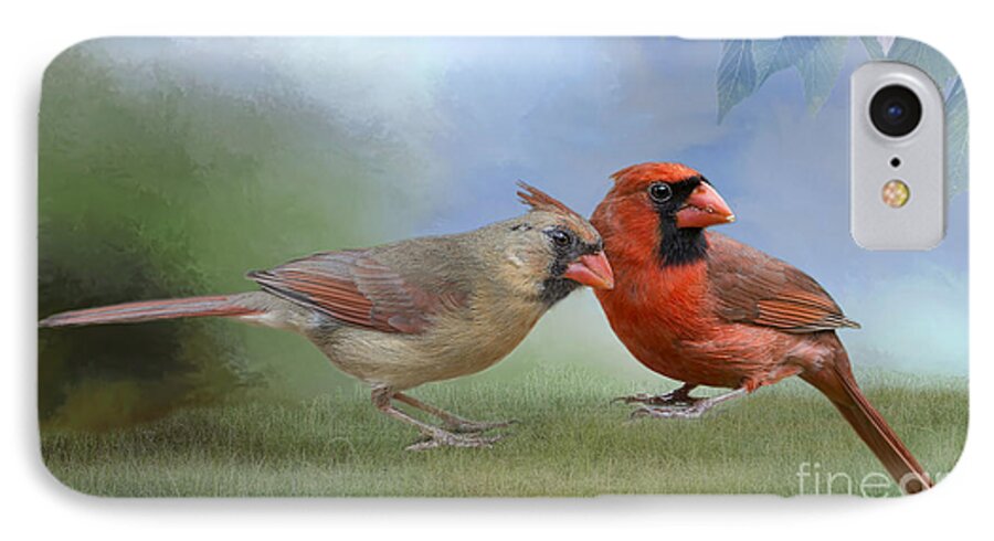 Northern Cardinals iPhone 7 Case featuring the photograph Northern Cardinals on a Spring Day by Bonnie Barry