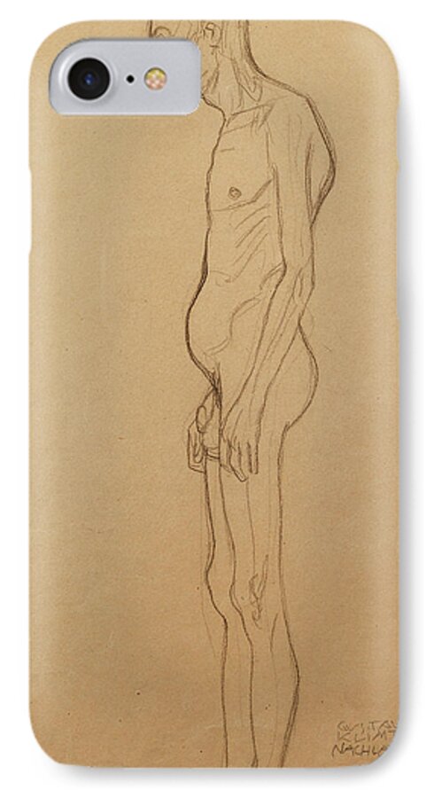  iPhone 7 Case featuring the painting Nude Man by Gustav Klimt