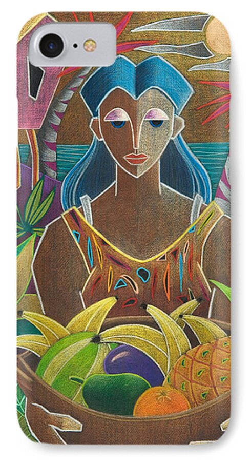 Female iPhone 7 Case featuring the painting Ofrendas de mi tierra by Oscar Ortiz