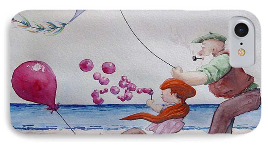 Painting iPhone 7 Case featuring the painting Oh My Bubbles by Geni Gorani