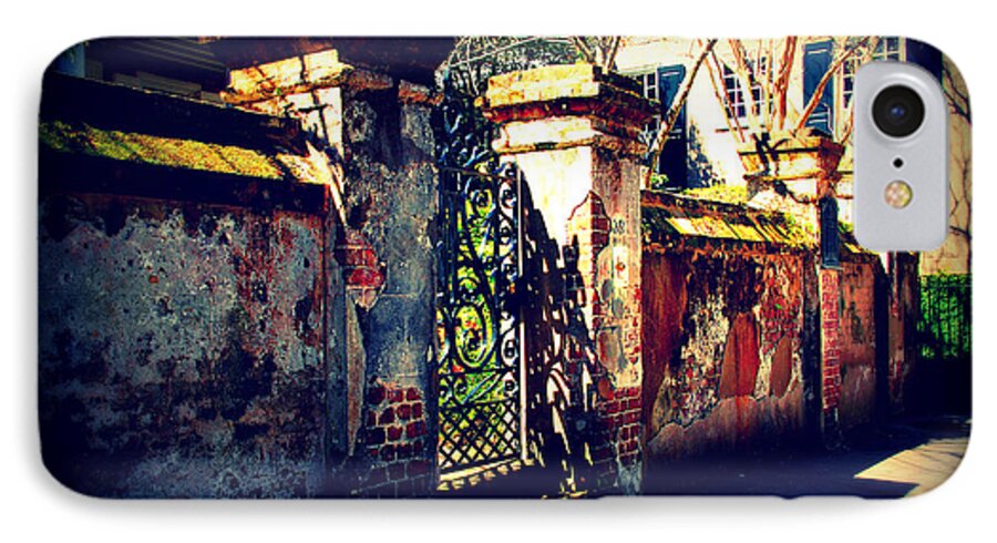 Gate iPhone 7 Case featuring the photograph Old Iron Gate in Charleston SC by Susanne Van Hulst