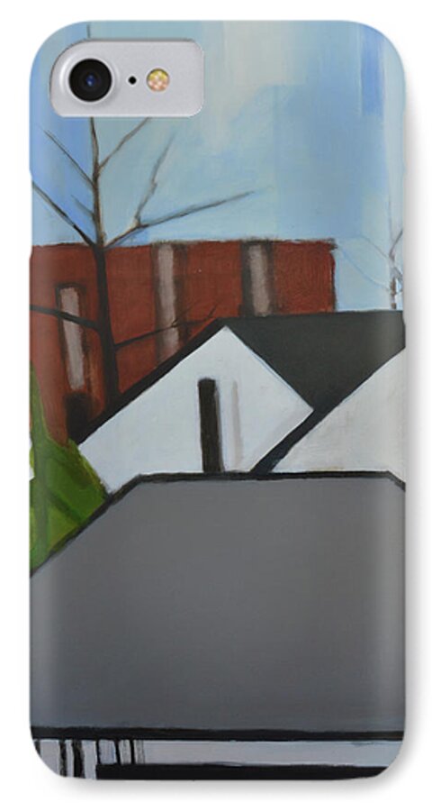 Suburban Landscape iPhone 7 Case featuring the painting On Palisade by Ron Erickson