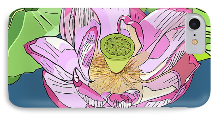 Lotus iPhone 7 Case featuring the painting Open Lotus by Jamie Downs