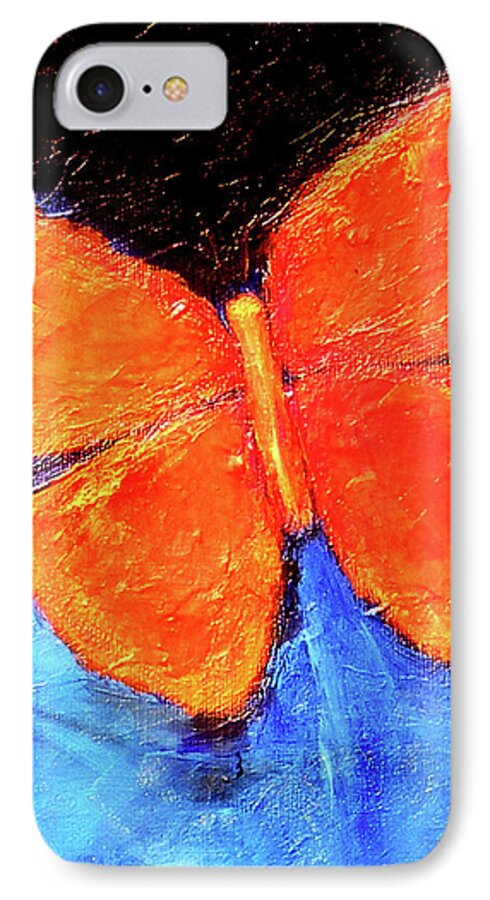 Butterfly iPhone 7 Case featuring the painting Orange Butterfly by Noga Ami-rav