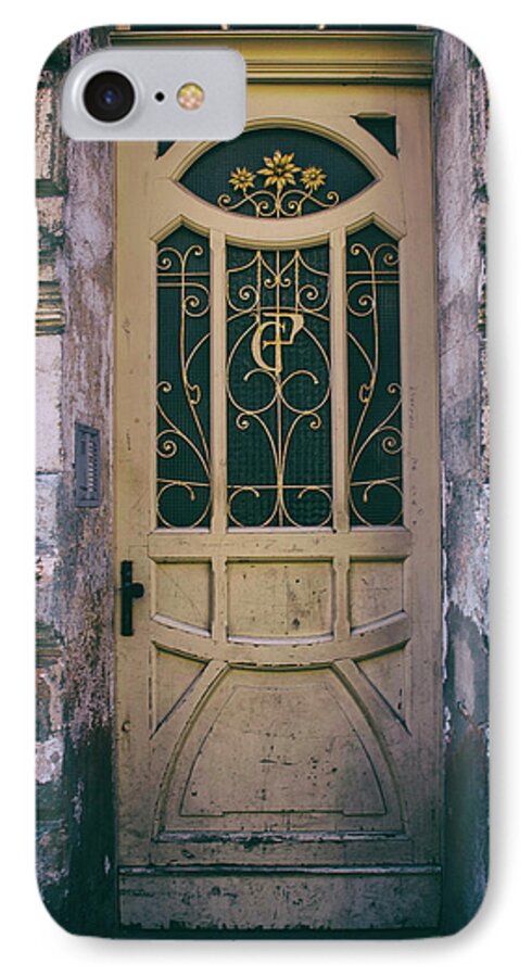 Gate iPhone 7 Case featuring the photograph Ornamented doors in light brown color by Jaroslaw Blaminsky