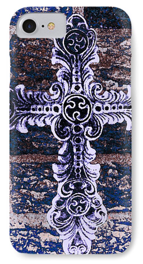 Iron iPhone 7 Case featuring the photograph Ornate Cross 2 by Angelina Tamez