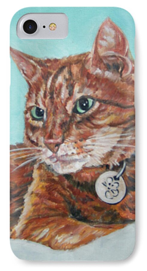 Cat iPhone 7 Case featuring the painting Oscar by Bryan Bustard