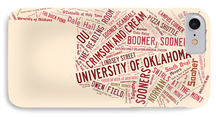 Ou iPhone 7 Case featuring the digital art OU Word Art University of Oklahoma by Bert Peake