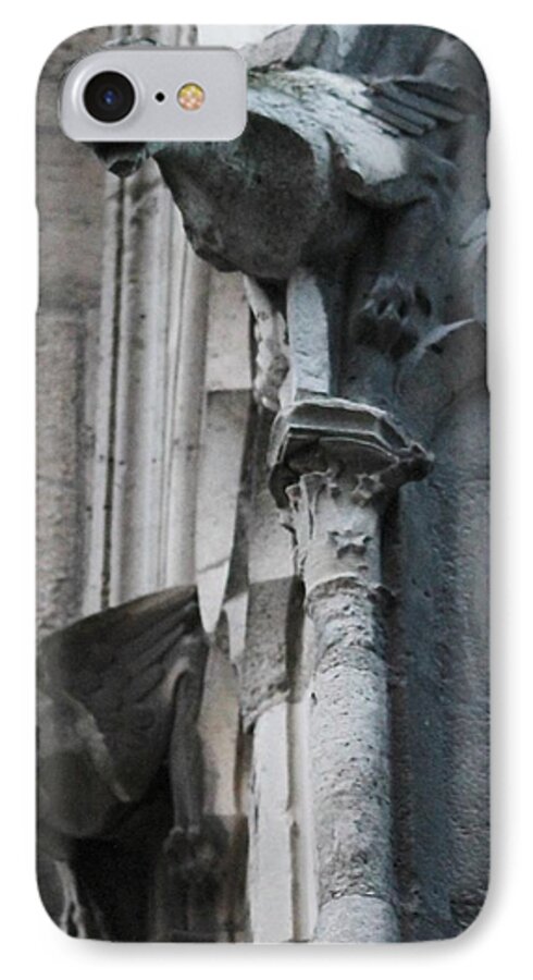 Notre Dame Cathedral iPhone 7 Case featuring the photograph Pair of Griffons of Notre Dame by Christopher J Kirby